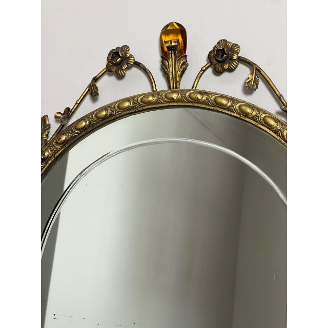1920s Oscar Bach Gilded Iron Console and Beveled Mirror Set With Black Marble Top, Attributed For Sale - Image 12 of 18