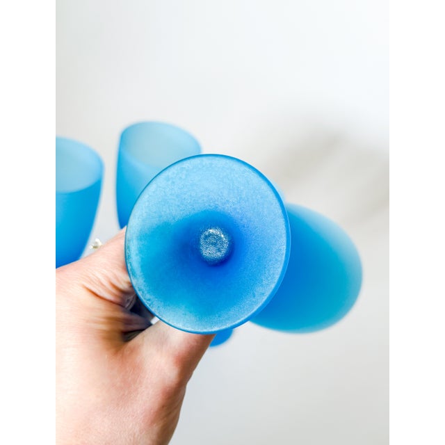 1960s Carlo Moretti Satinato Electric Blue Goblets- Set of 4 For Sale - Image 10 of 12