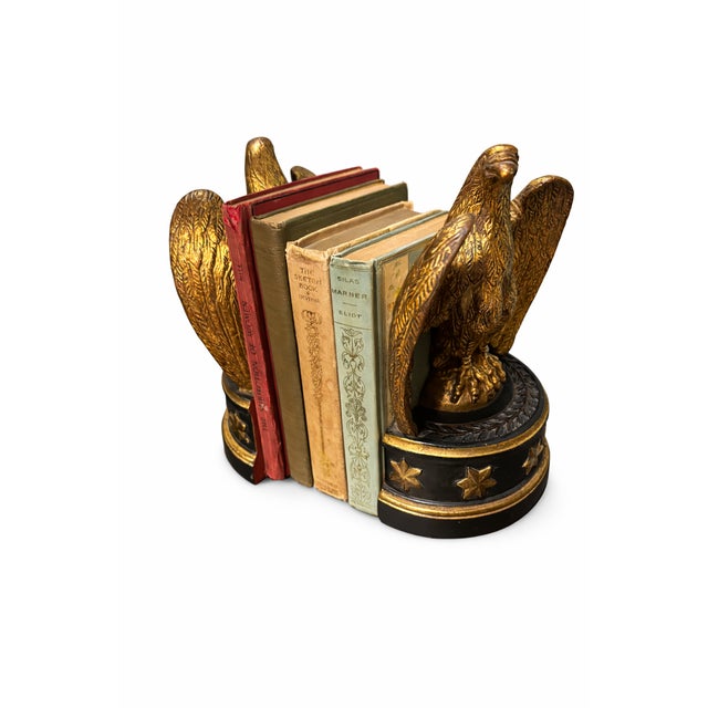 Metal Borghese Americana Neoclassical Gilt Eagle Bookends in the Manner of Ralph Lauren, Vintage Circa 1960s–1970s For Sale - Image 7 of 7