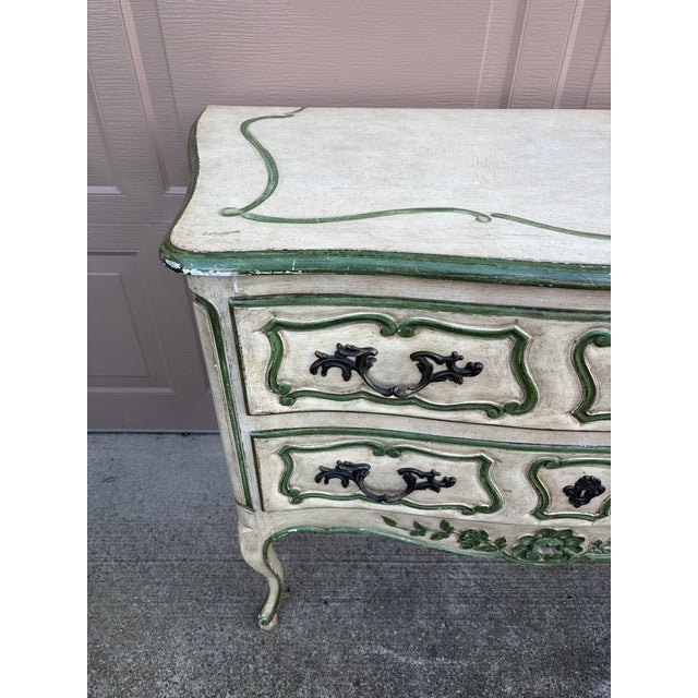 Bodart Louis XV Painted Chest in Sage and Cream, a French Country Revival For Sale - Image 9 of 16