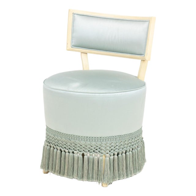 Dorothy Draper Style White Painted Vanity Chair For Sale