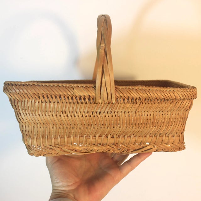 Vintage Woven Basket With Handle For Sale - Image 9 of 10