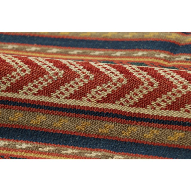 Textile Vintage Persian Kilim, Brown With Vibrant Geometric Stripes - Rug & Kilim For Sale - Image 7 of 7