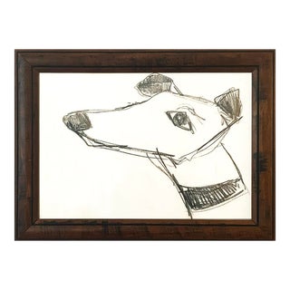 Original Charcoal Framed Dog Portrait For Sale