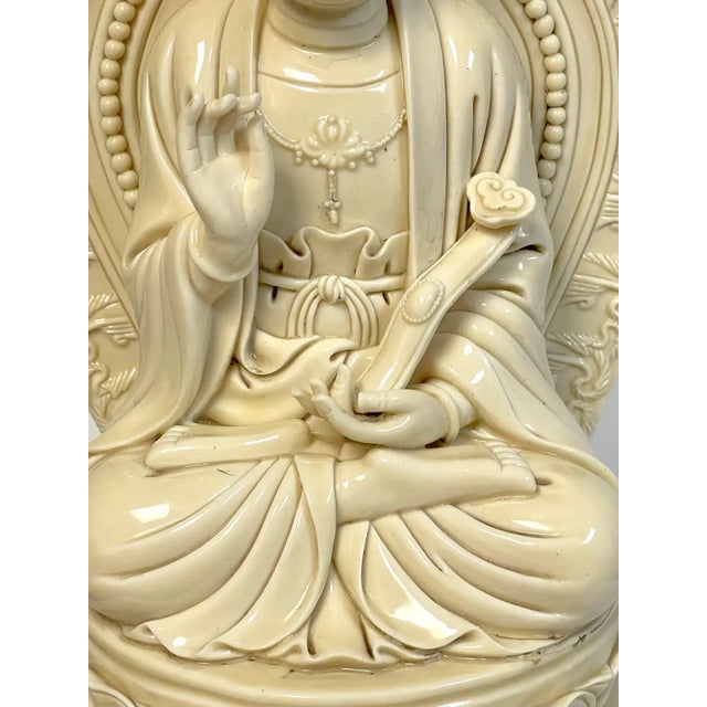 Early 20th Century Chinese Blanc-De-Chine Seated Guanyin Altar Piece For Sale - Image 10 of 13