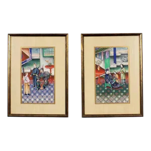 A Pair of 19th Century Pith Paintings