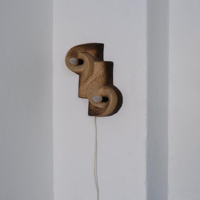 Dutch Brutalist Ceramic Wall Sconce, 1960s For Sale - Image 4 of 11