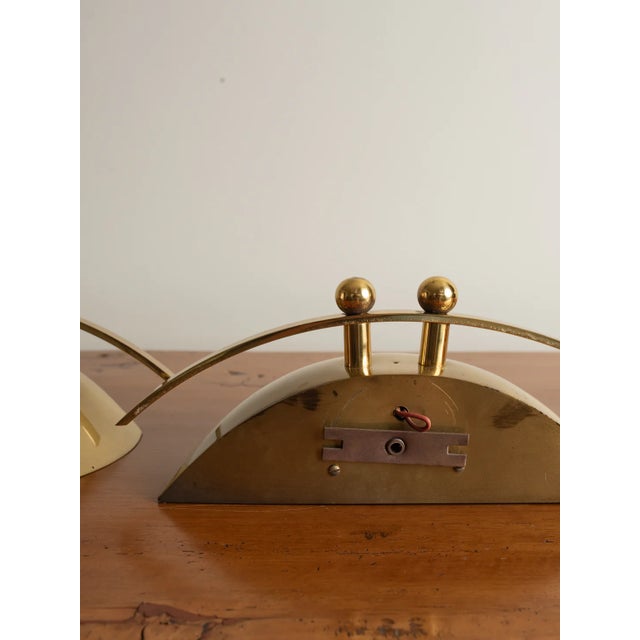 Pair of 1970's Vintage Brass Wall Sconces For Sale - Image 4 of 7