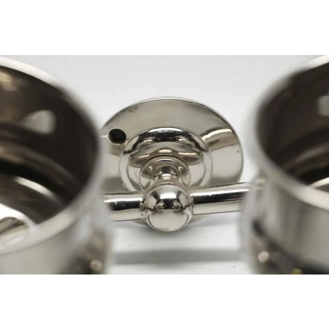 Late 20th Century Late 20th Century Nickel Over Brass Double Arm Wall Mount Cup Holder For Sale - Image 5 of 7