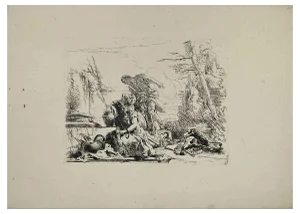 Giovanni Battista Tiepolo, Chained Woman and Four Figures, Etching, 1785