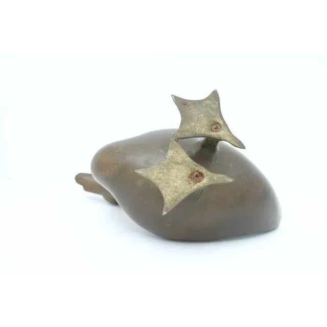 Metal Vintage Large Brass Duck Figurine For Sale - Image 7 of 11