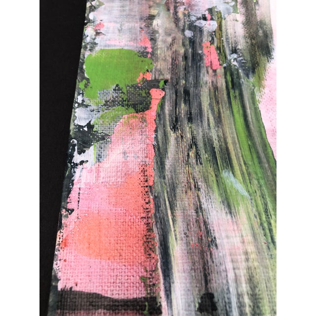 Textile Contemporary Abstract Painting “Pink and Green Near and Far” by CL Auker For Sale - Image 7 of 9
