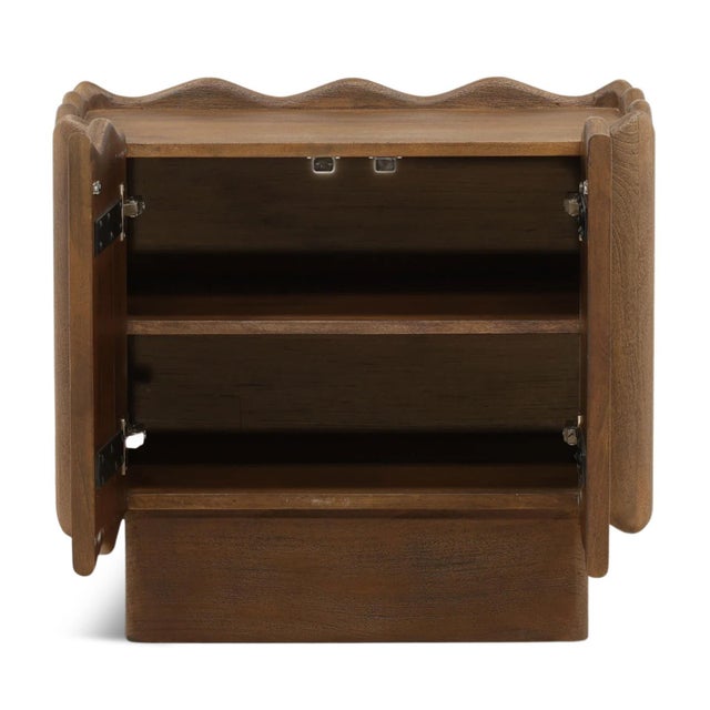 Contemporary Modern Wave Edge Carved Nightstand For Sale - Image 3 of 7