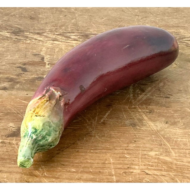 Vintage Italian Glazed Ceramic Eggplant For Sale In West Palm - Image 6 of 11