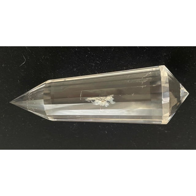 Transparent Authentic Vogel Crystal Specially Cut, Double-Terminated Natural Quartz Wand. 208.26 G For Sale - Image 8 of 8