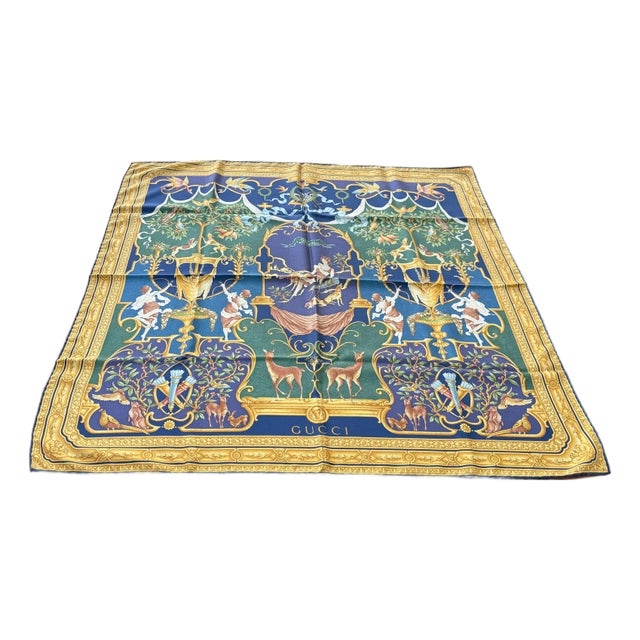 1990s Rare Vintage Gucci Silk Diana Scarf For Sale