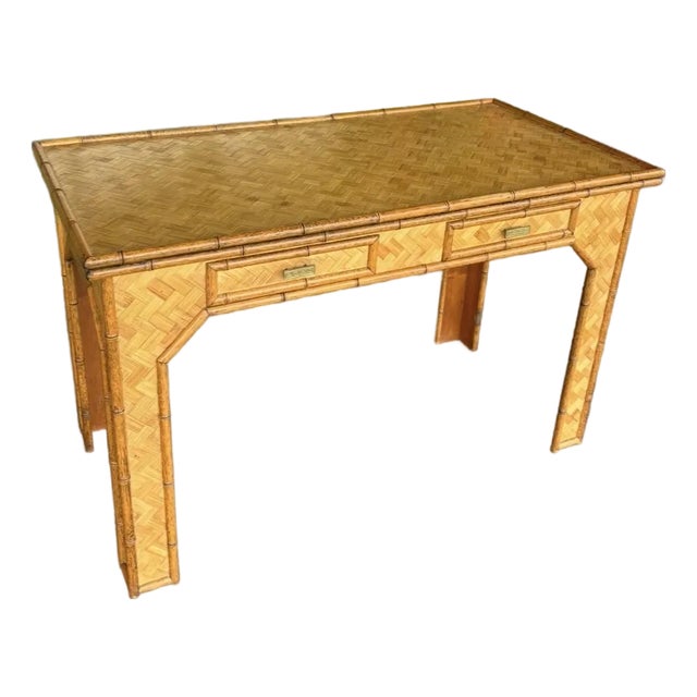 Herringbone Bamboo Writing Desk For Sale