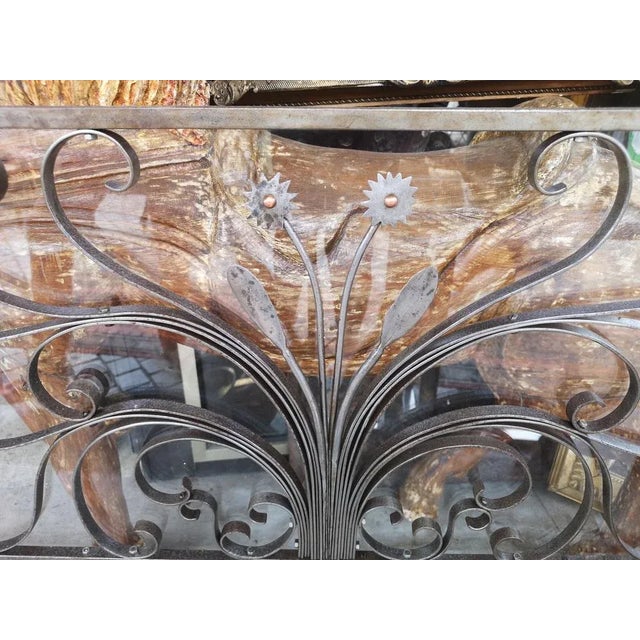 Mid-Century Modern Large Forged Iron Firescreen, 1970s For Sale - Image 3 of 11