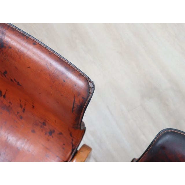 Curved Wood & Leather Chairs from Afra & Tobia Scarpa, 1970s, Set of 4 For Sale - Image 15 of 18