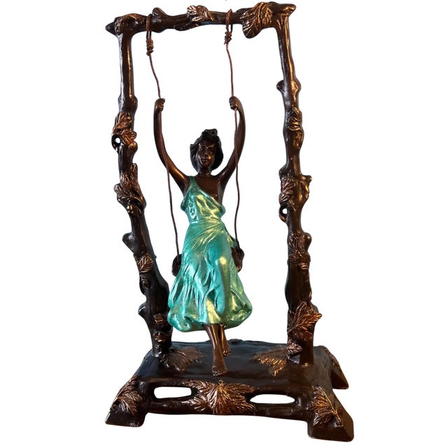 "Girl on a Swing" Sculpture by Auguste Moreau For Sale - Image 15 of 18