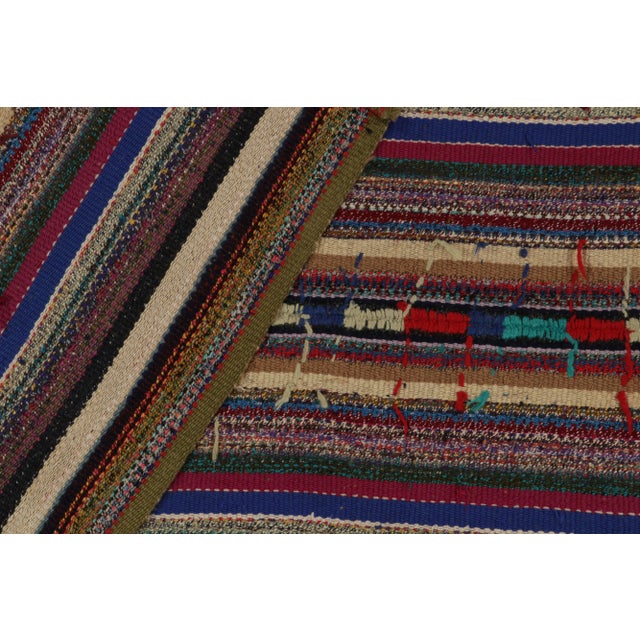 1950s Vintage Chaput Kilim in Multicolor Striped Patterns For Sale In New York - Image 6 of 7