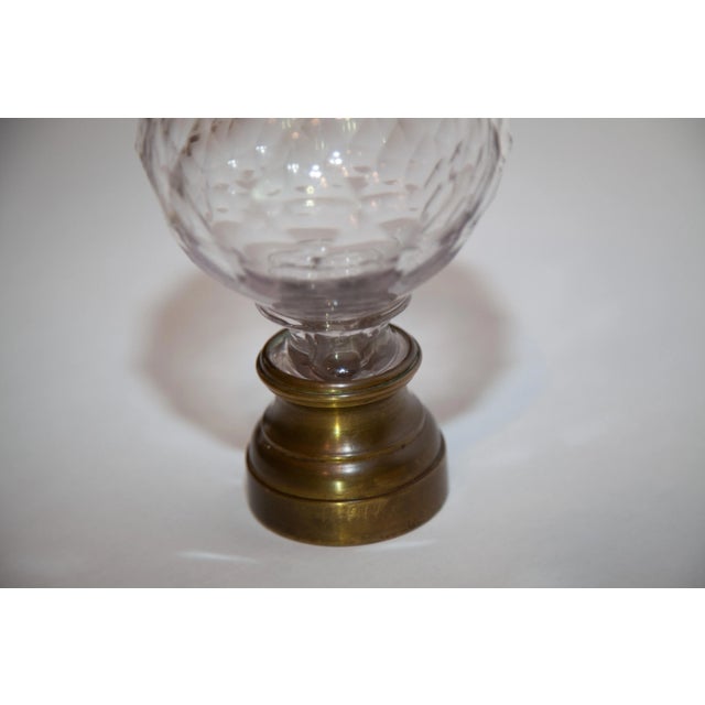 Late 19th Century Clear Glass Newel Post Bronze Stand For Sale - Image 4 of 6