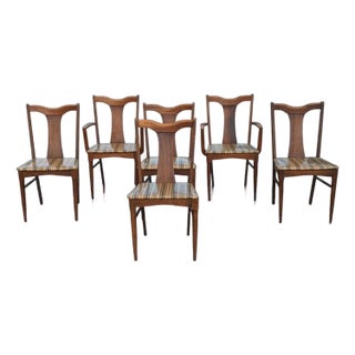 Garrison Furniture Walnut Dining Chairs, Set of Six, Mid-Century For Sale