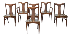 Garrison Furniture Walnut Dining Chairs, Set of Six, Mid-Century