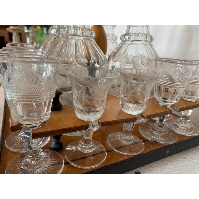 Charles X Style Liquor Cabinet in Lemonwood Veneer, 1800s, Set of 19 For Sale - Image 10 of 13