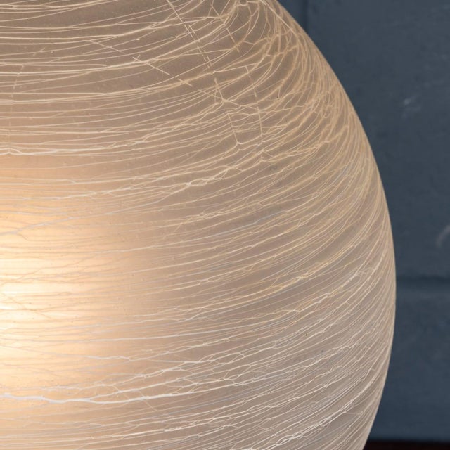 Vintage Italian Hand-Blown Frosted Murano Glass Globe Table Lamp, 1980 For Sale - Image 12 of 14