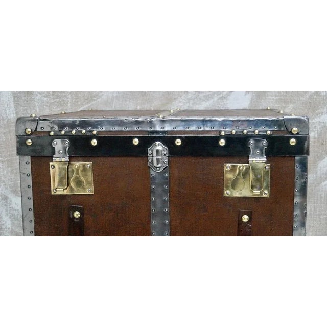 Brown Antique Canvas Dispatch Trunk by Emil Kasper, 1900s For Sale - Image 8 of 12