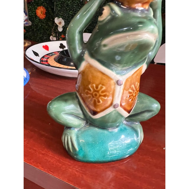 Ceramic Vintage Colorful Ceramic Frog Candlestick Holder For Sale - Image 7 of 7
