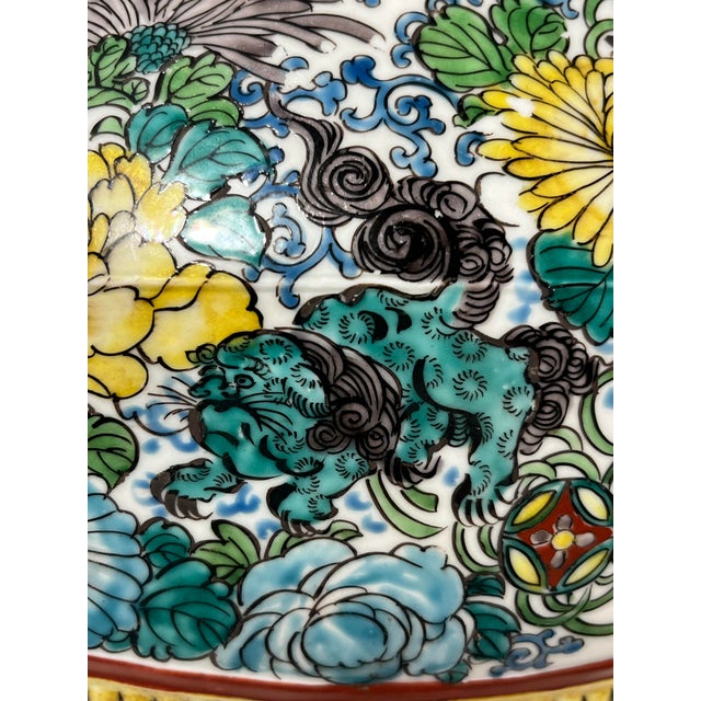 Vintage Hand Painted Porcelain Dragon Cache Pot Jardinière Hanging Planter For Sale - Image 10 of 17