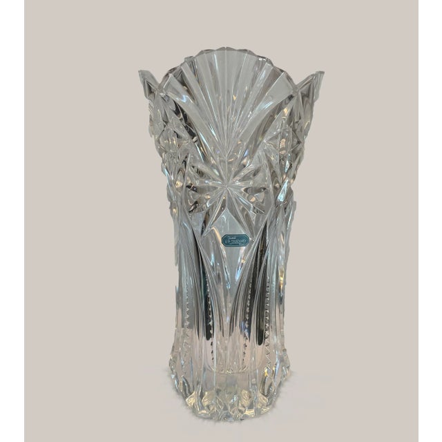 This elegant 12-inch French lead crystal vase by J.G. Durand showcases the timeless craftsmanship and clarity that made...