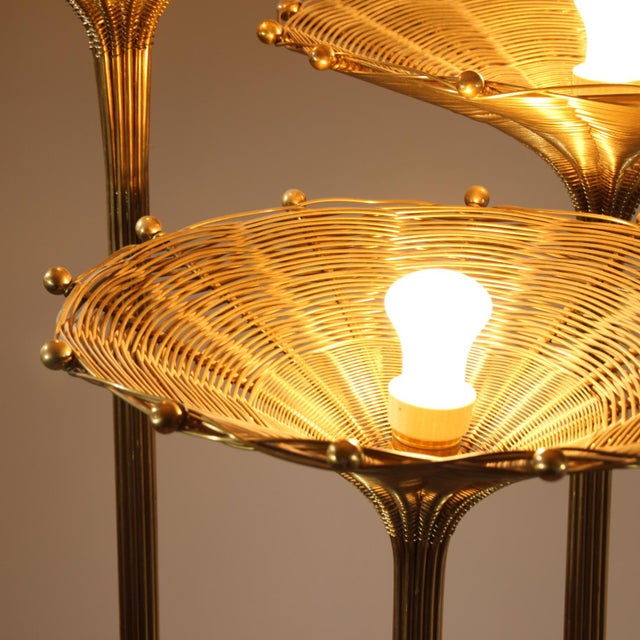 Metal Brass Papyrus Floor Lamp by Nucci Valsecchi, Italy, 1970s For Sale - Image 7 of 18
