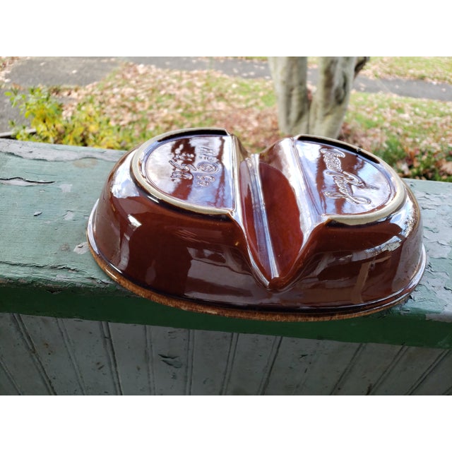 Vintage Hull Pottery&Co Oven Proof Brown Drip Oval Divided Bakeware