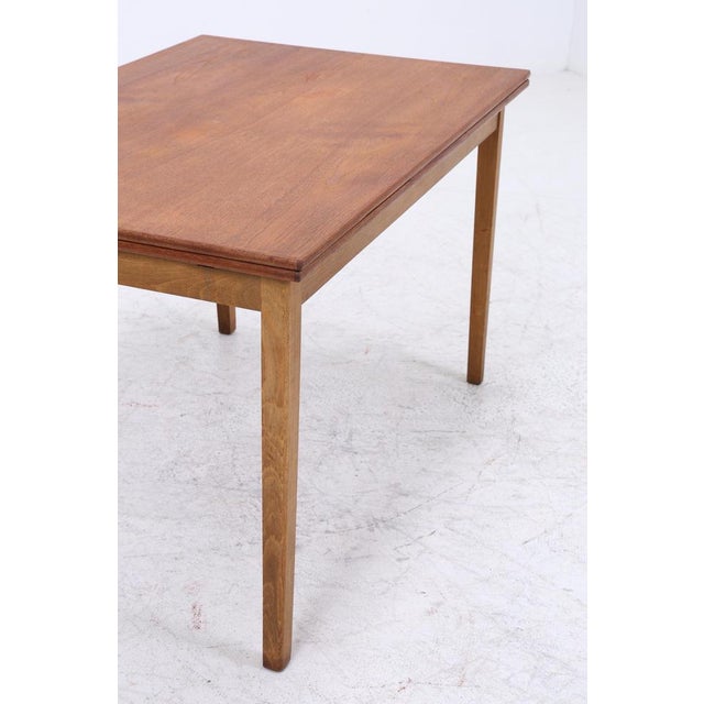 Brown Vintage Teak Dining Table with Two Extension Leaves, 1960s For Sale - Image 8 of 14