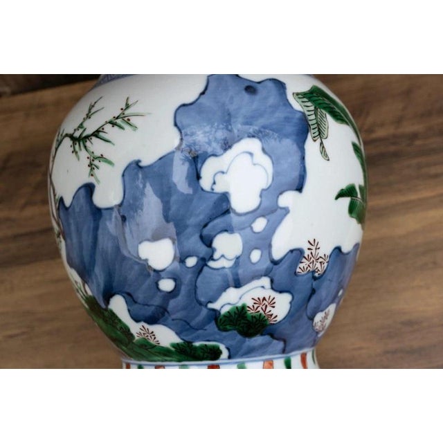 20th Century Chinese Wucai Porcelain Figural Vase with Scholars and Children For Sale - Image 18 of 18
