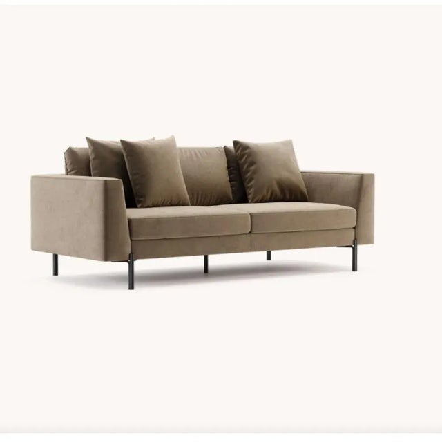 Nicole 3 seats sofa by domkapa materials: velvet (neva 2206), black texturized steel. Dimensions: w 230 x d 105 x h 90 cm....