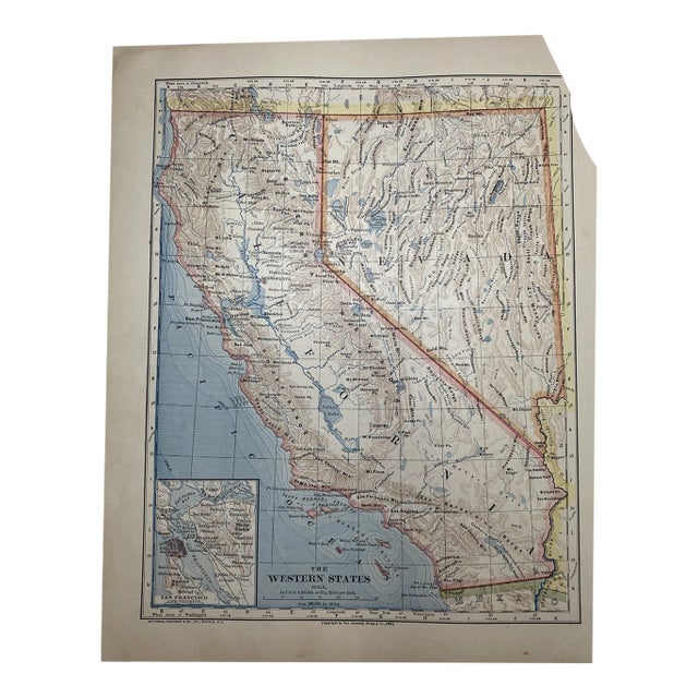 1883 Antique California and Nevada State Maps For Sale