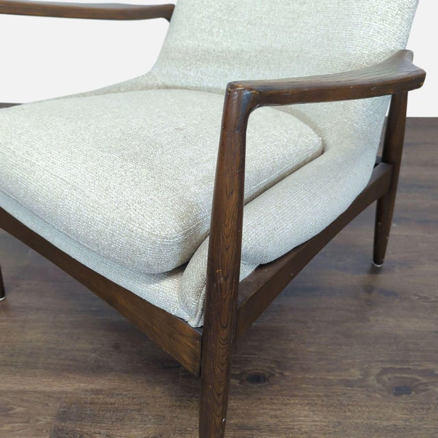 2000 - 2009 Four Hands Braden Modern Lounge Chair With Wooden Frame and Light Upholstery For Sale - Image 5 of 6