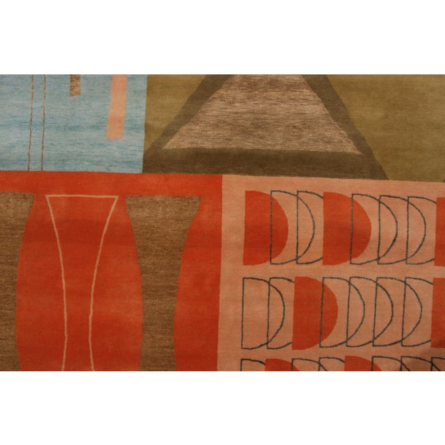 Rug & Kilim’s Mid-Century Modern Style Rug in Beige-Brown and Red Retro Pattern For Sale In New York - Image 6 of 6