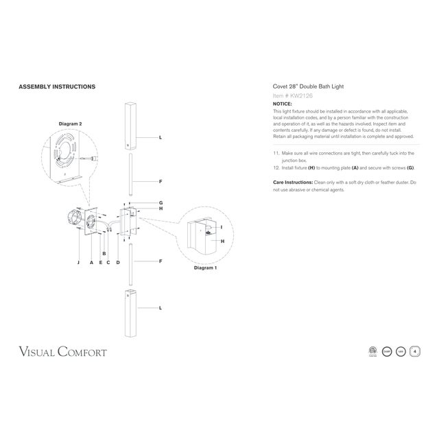 Metal Kelly Wearstler for Visual Comfort Signature Covet 28" Double Bath Light in Polished Nickel with Alabaster For Sale - Image 7 of 7