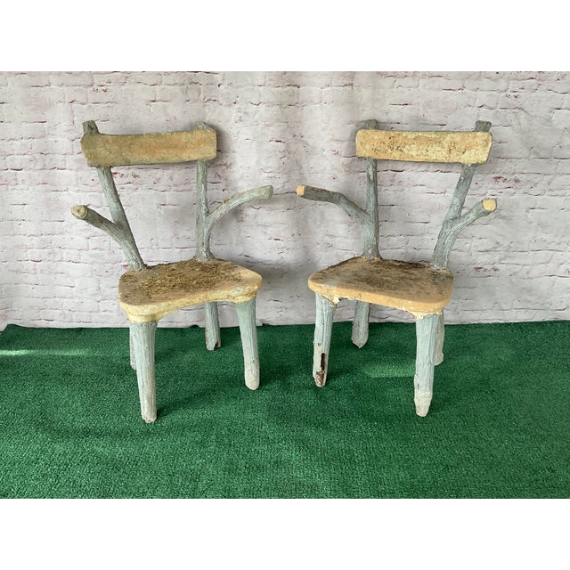 Contemporary Set of Four Faux Bois Garden Chairs For Sale - Image 3 of 14