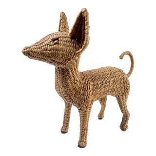 1970's Mario Lopez Torres Wicker Chihuahua Sculpture For Sale