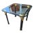 Post Modern Gun Metal, Brass & Glass Side Table For Sale