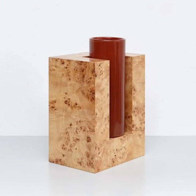 Beige Wood and Murano Glass Vase Y from 27 Woods for Chinese Artificial Flowers by Ettore Sottsass For Sale - Image 8 of 18