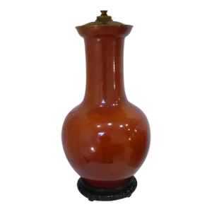 Vintage Chinese Cinnabar Porcelain Lamp