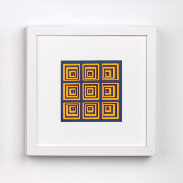 Abstract Electric Sapphire by Daria Aksenova | Hand cut, suspended, layered coloured paper geometric patterns For Sale - Image 3 of 3