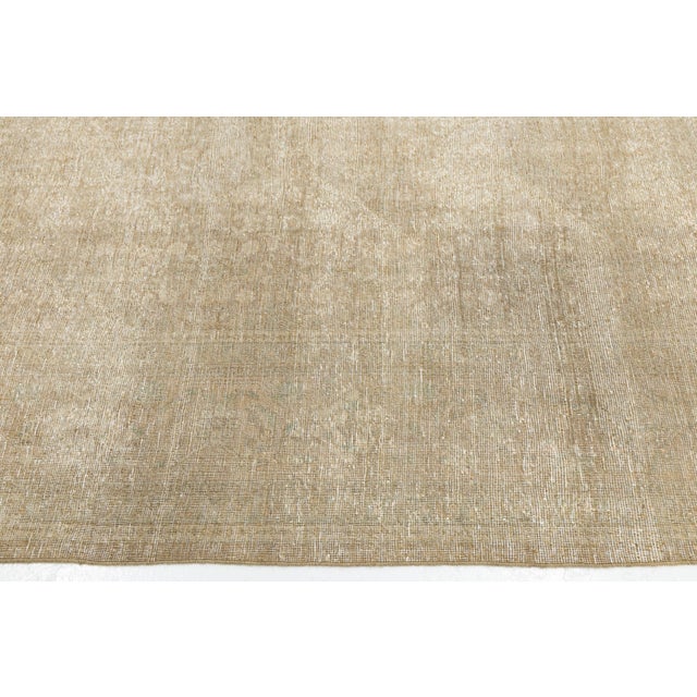 Ivory Antique Tabriz Wool Rug With Organic Moiré Wave Pattern in Neutral Tones For Sale - Image 8 of 11